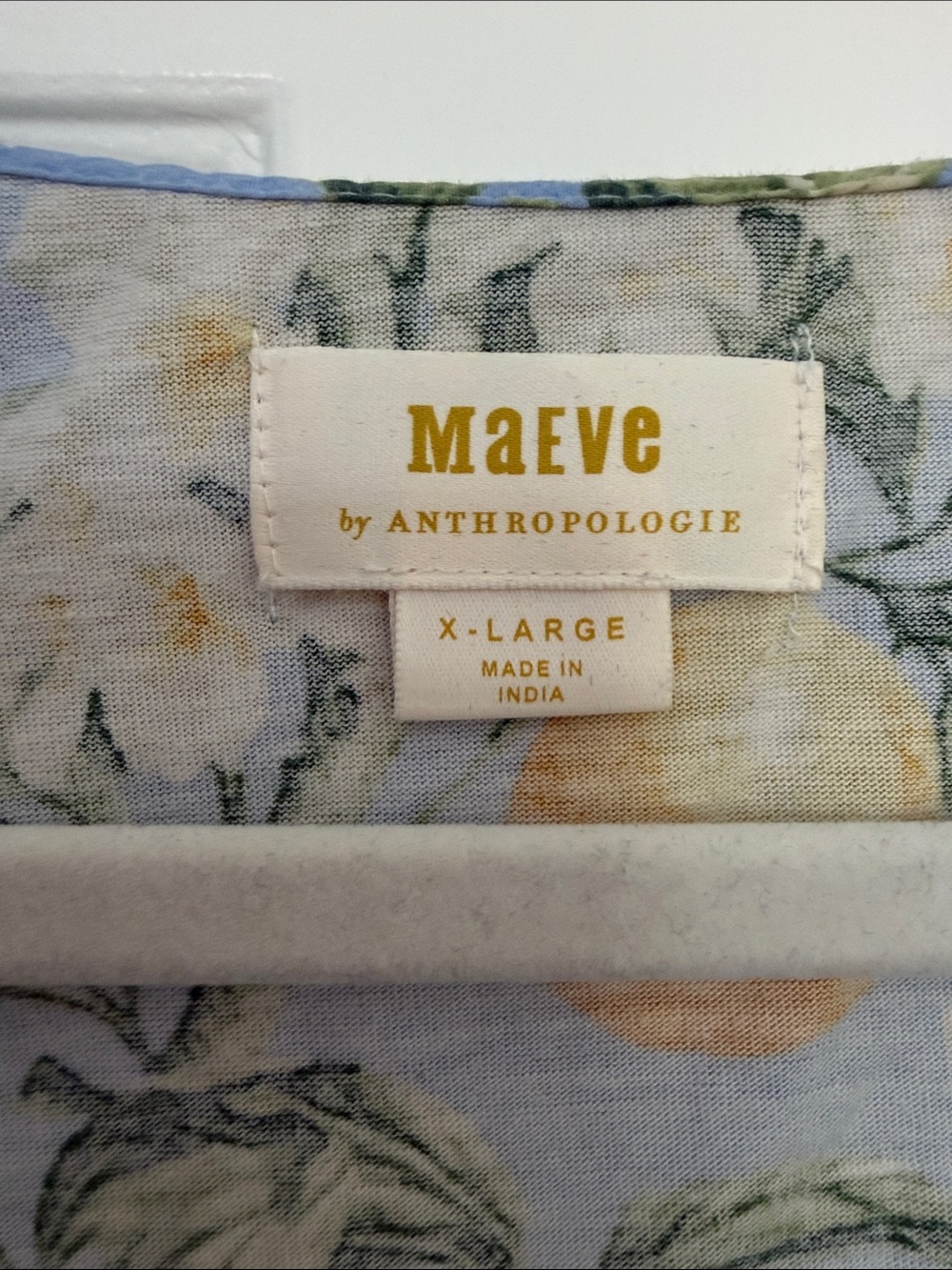Anthropologie Maeve Blue Lemon Print Sleeveless Babydoll Ruffle Tie Blouse - Picture 2 of 6